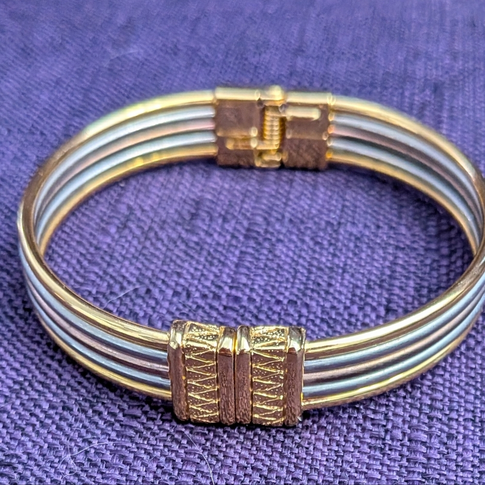 Estate Gold and Silver Multi-Band Bracelet
